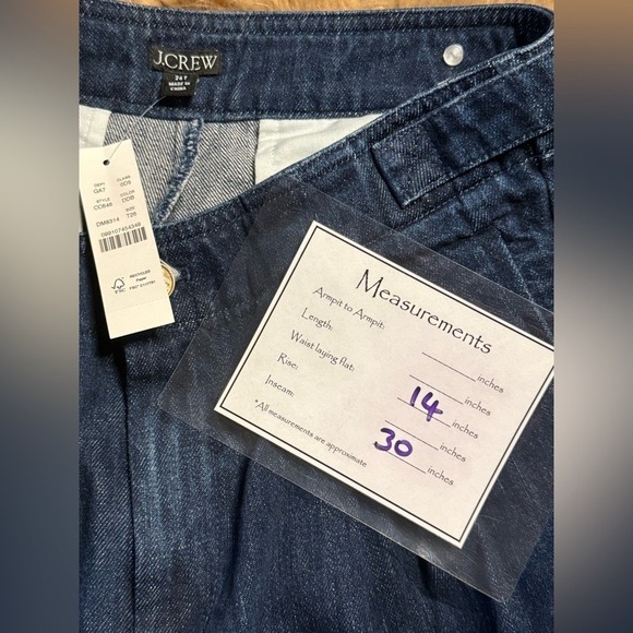 J.Crew Tapered Pleated Jeans 1984 Rigid Denim High Rise Size 26 Tall NWT - Picture 8 of 9
